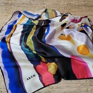 Aker Modernist Silk Handrolled Multicolor Large Square Scarf